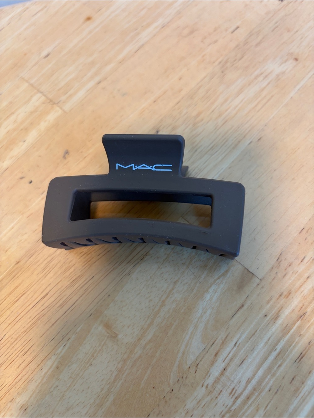 MAC Cosmetics Matte Coffee Color  Hair Clip with White Logo